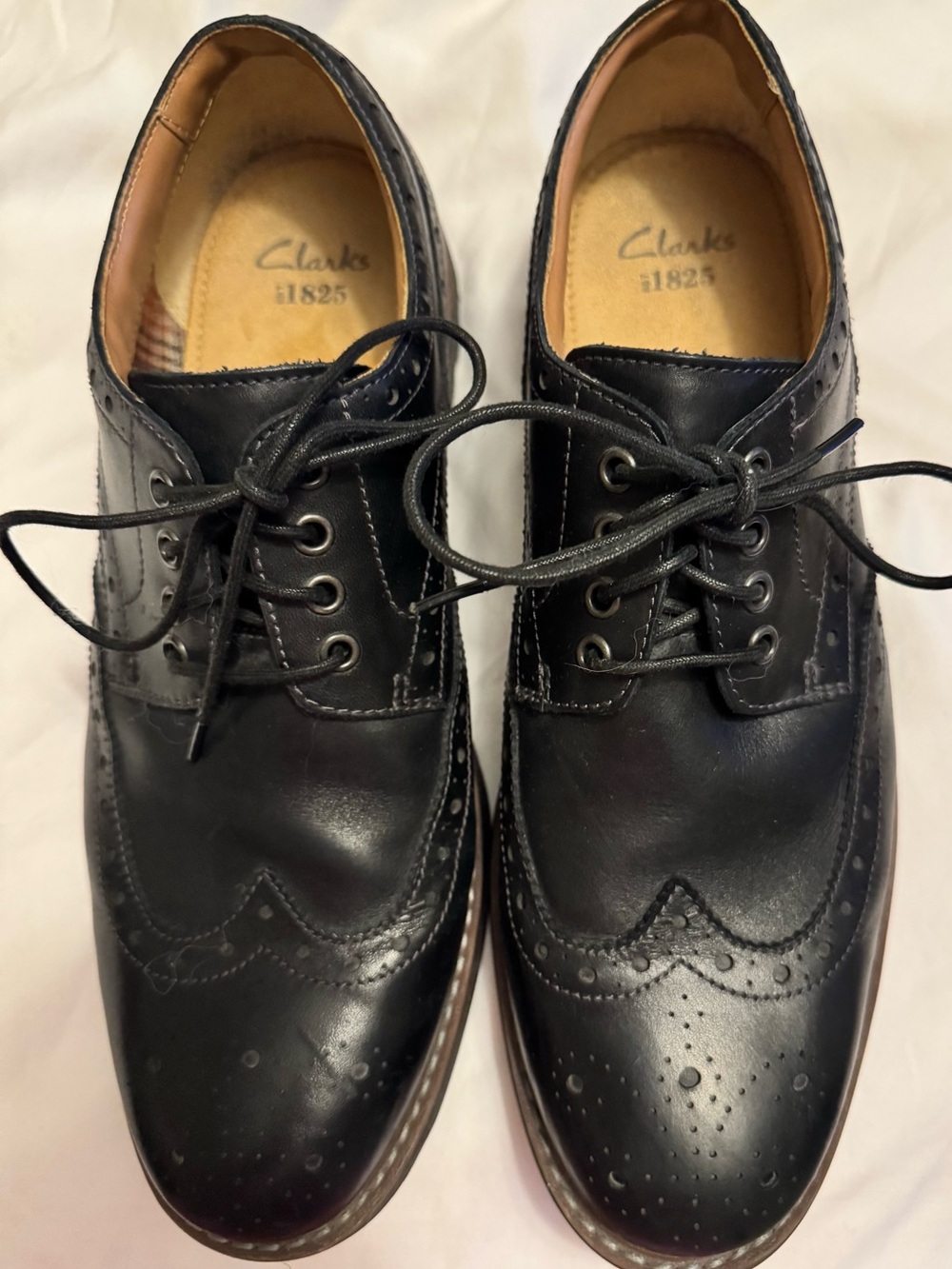Clarks Black Leather Brogue Derby Shoes